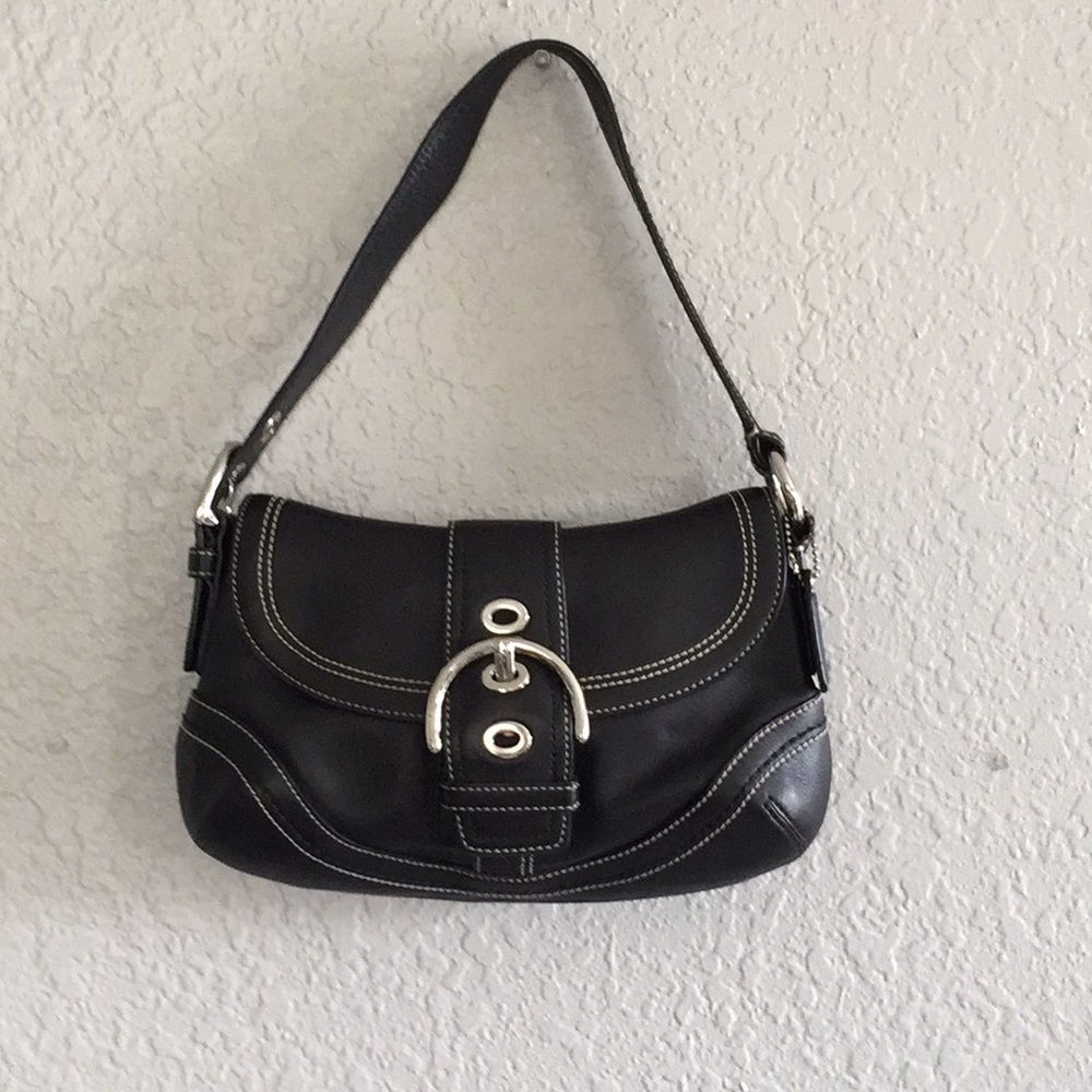 Coach black saddle leather bag (small)
